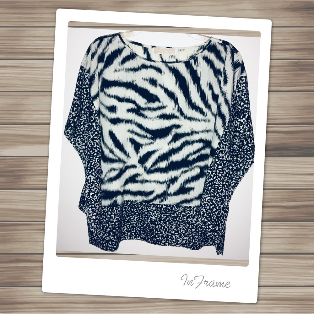 MICHAEL KORS Top Black & White Sz Large L